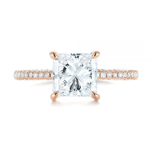 14k Rose Gold 14k Rose Gold Custom Pave Diamond Engagement Ring - Top View -  104690