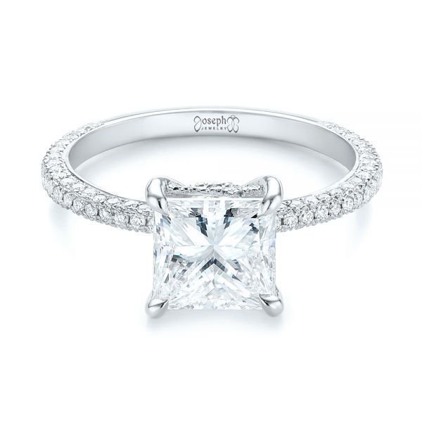 18k White Gold 18k White Gold Custom Pave Diamond Engagement Ring - Flat View -  104690