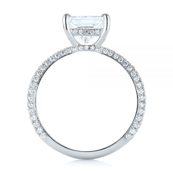 18k White Gold 18k White Gold Custom Pave Diamond Engagement Ring - Front View -  104690