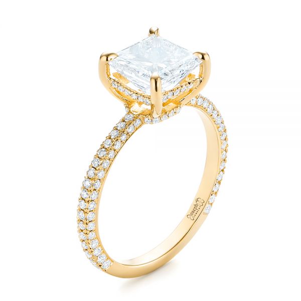 14k Yellow Gold 14k Yellow Gold Custom Pave Diamond Engagement Ring - Three-Quarter View - 104690
