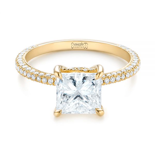 18k Yellow Gold 18k Yellow Gold Custom Pave Diamond Engagement Ring - Flat View -  104690