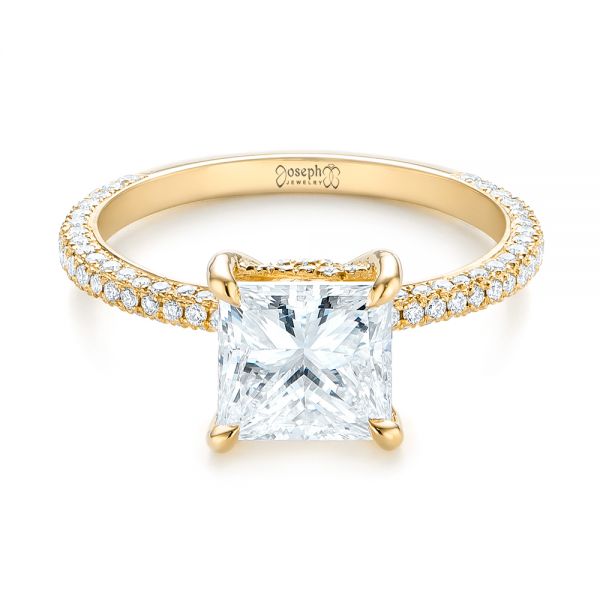 14k Yellow Gold 14k Yellow Gold Custom Pave Diamond Engagement Ring - Flat View - 104690
