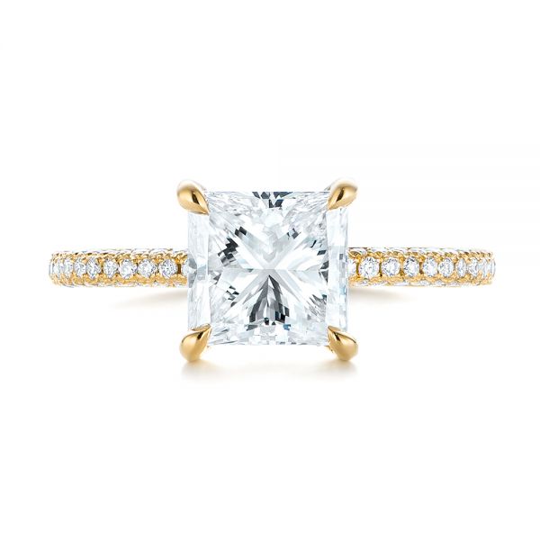 14k Yellow Gold 14k Yellow Gold Custom Pave Diamond Engagement Ring - Top View -  104690