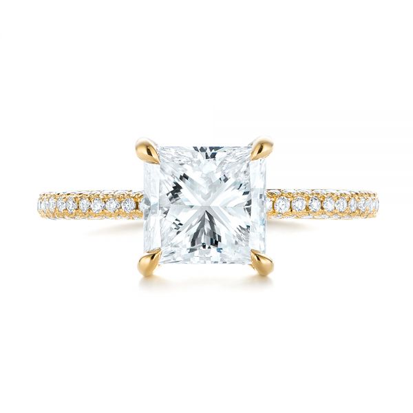 14k Yellow Gold 14k Yellow Gold Custom Pave Diamond Engagement Ring - Top View - 104690