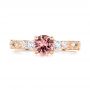 14k Rose Gold Custom Peach Sapphire And Diamond Engagement Ring - Top View -  103162 - Thumbnail
