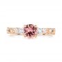 14k Rose Gold Custom Peach Sapphire And Diamond Engagement Ring - Top View -  103162 - Thumbnail