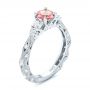 18k White Gold 18k White Gold Custom Peach Sapphire And Diamond Engagement Ring - Three-Quarter View -  103162 - Thumbnail