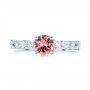 18k White Gold 18k White Gold Custom Peach Sapphire And Diamond Engagement Ring - Top View -  103162 - Thumbnail