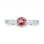  Platinum Platinum Custom Peach Sapphire And Diamond Engagement Ring - Top View -  103162 - Thumbnail