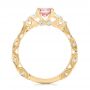 18k Yellow Gold 18k Yellow Gold Custom Peach Sapphire And Diamond Engagement Ring - Front View -  103162 - Thumbnail
