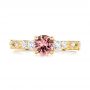 14k Yellow Gold 14k Yellow Gold Custom Peach Sapphire And Diamond Engagement Ring - Top View -  103162 - Thumbnail