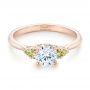 18k Rose Gold Custom Peridot And Diamond Engagement Ring - Flat View -  102840 - Thumbnail