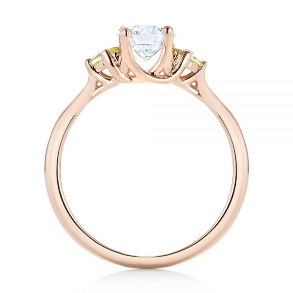 14k Rose Gold 14k Rose Gold Custom Peridot And Diamond Engagement Ring - Front View -  102840