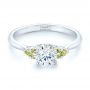 18k White Gold 18k White Gold Custom Peridot And Diamond Engagement Ring - Flat View -  102840 - Thumbnail