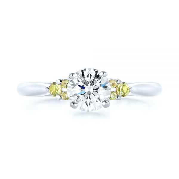 14k White Gold 14k White Gold Custom Peridot And Diamond Engagement Ring - Top View -  102840