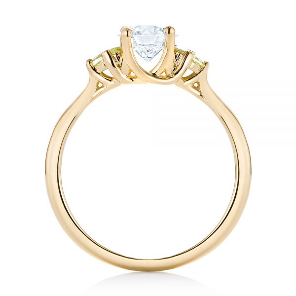 14k Yellow Gold 14k Yellow Gold Custom Peridot And Diamond Engagement Ring - Front View -  102840