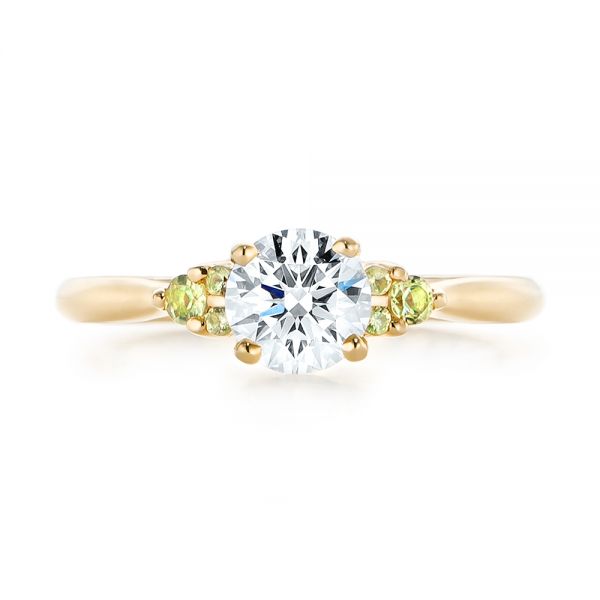 18k Yellow Gold 18k Yellow Gold Custom Peridot And Diamond Engagement Ring - Top View -  102840