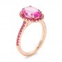 14k Rose Gold Custom Pink Sapphire Halo Engagement Ring - Three-Quarter View -  103630 - Thumbnail