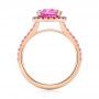 14k Rose Gold Custom Pink Sapphire Halo Engagement Ring - Front View -  103630 - Thumbnail