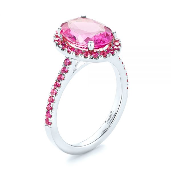 Daniel Creations Jewelry 14K White Gold Diamond and Pink Sapphire Ring