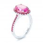 18k White Gold 18k White Gold Custom Pink Sapphire Halo Engagement Ring - Three-Quarter View -  103630 - Thumbnail