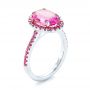  Platinum Platinum Custom Pink Sapphire Halo Engagement Ring - Three-Quarter View -  103630 - Thumbnail