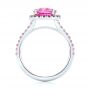 18k White Gold 18k White Gold Custom Pink Sapphire Halo Engagement Ring - Front View -  103630 - Thumbnail