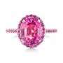 18k White Gold 18k White Gold Custom Pink Sapphire Halo Engagement Ring - Top View -  103630 - Thumbnail