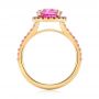 18k Yellow Gold 18k Yellow Gold Custom Pink Sapphire Halo Engagement Ring - Front View -  103630 - Thumbnail