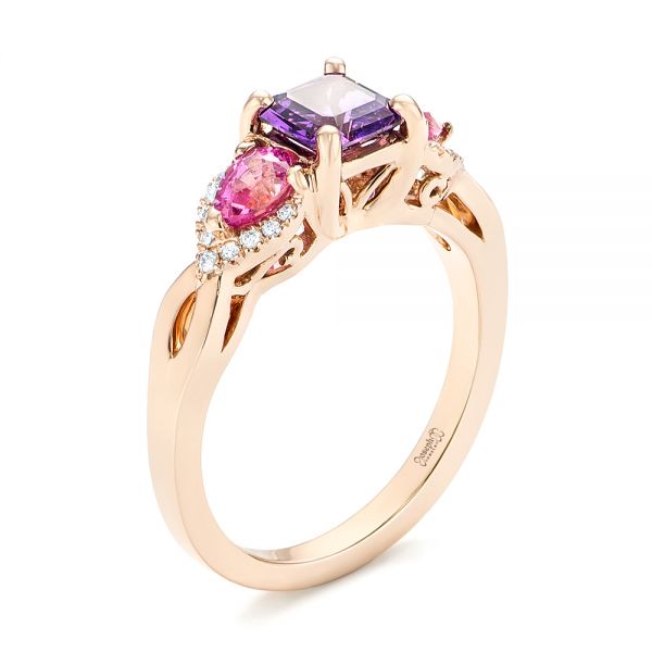 Custom Purple And Pink  Sapphire And Diamond Engagement  