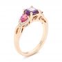 14k Rose Gold Custom Purple And Pink Sapphire And Diamond Engagement Ring - Three-Quarter View -  102984 - Thumbnail