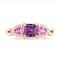 14k Rose Gold Custom Purple And Pink Sapphire And Diamond Engagement Ring - Top View -  102984 - Thumbnail