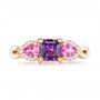 14k Rose Gold Custom Purple And Pink Sapphire And Diamond Engagement Ring - Top View -  102984 - Thumbnail