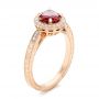 14k Rose Gold Custom Ruby And Diamond Engagement Ring - Three-Quarter View -  102453 - Thumbnail