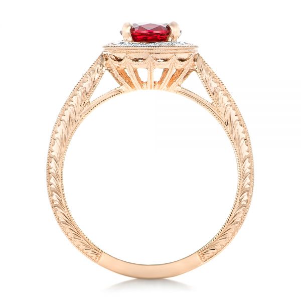 18k Rose Gold 18k Rose Gold Custom Ruby And Diamond Engagement Ring - Front View -  102453