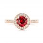 18k Rose Gold 18k Rose Gold Custom Ruby And Diamond Engagement Ring - Top View -  102453 - Thumbnail