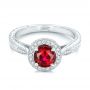 14k White Gold 14k White Gold Custom Ruby And Diamond Engagement Ring - Flat View -  102453 - Thumbnail