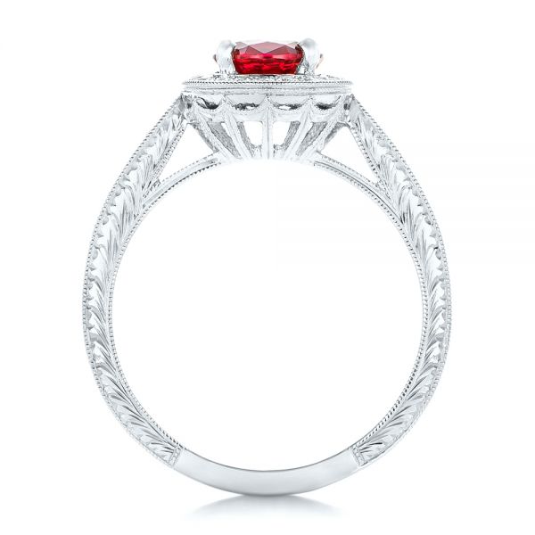 14k White Gold 14k White Gold Custom Ruby And Diamond Engagement Ring - Front View -  102453