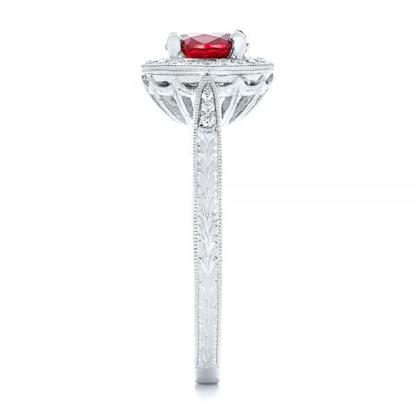  Platinum Platinum Custom Ruby And Diamond Engagement Ring - Side View -  102453