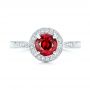 14k White Gold 14k White Gold Custom Ruby And Diamond Engagement Ring - Top View -  102453 - Thumbnail
