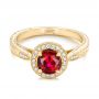14k Yellow Gold 14k Yellow Gold Custom Ruby And Diamond Engagement Ring - Flat View -  102453 - Thumbnail
