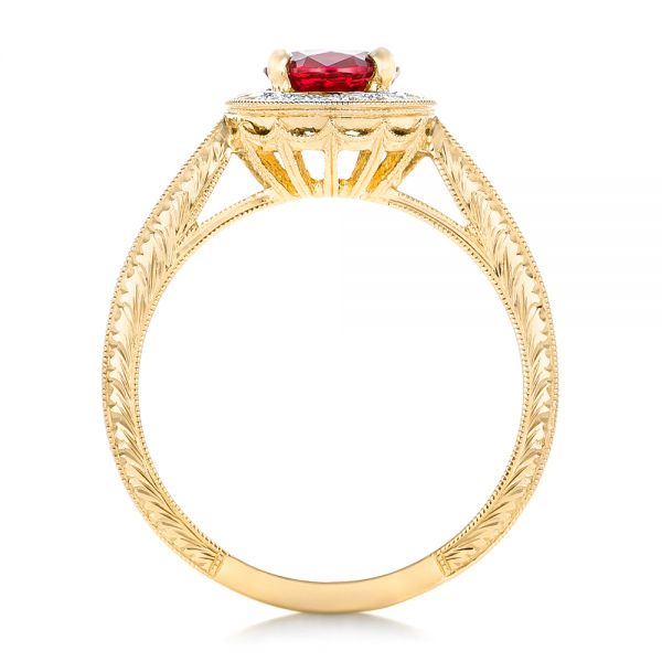 14k Yellow Gold 14k Yellow Gold Custom Ruby And Diamond Engagement Ring - Front View -  102453