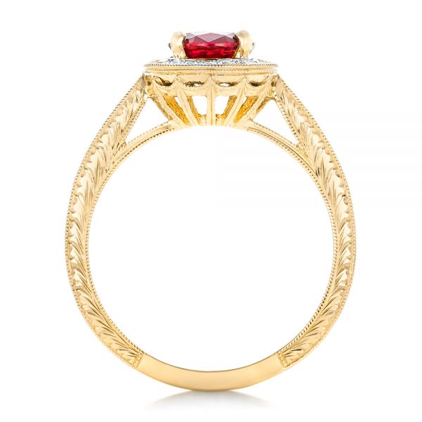 18k Yellow Gold 18k Yellow Gold Custom Ruby And Diamond Engagement Ring - Front View -  102453