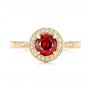 18k Yellow Gold 18k Yellow Gold Custom Ruby And Diamond Engagement Ring - Top View -  102453 - Thumbnail