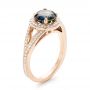 18k Rose Gold 18k Rose Gold Custom Sapphire And Diamond Engagement Ring - Three-Quarter View -  102978 - Thumbnail