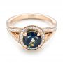 14k Rose Gold Custom Sapphire And Diamond Engagement Ring - Flat View -  102978 - Thumbnail