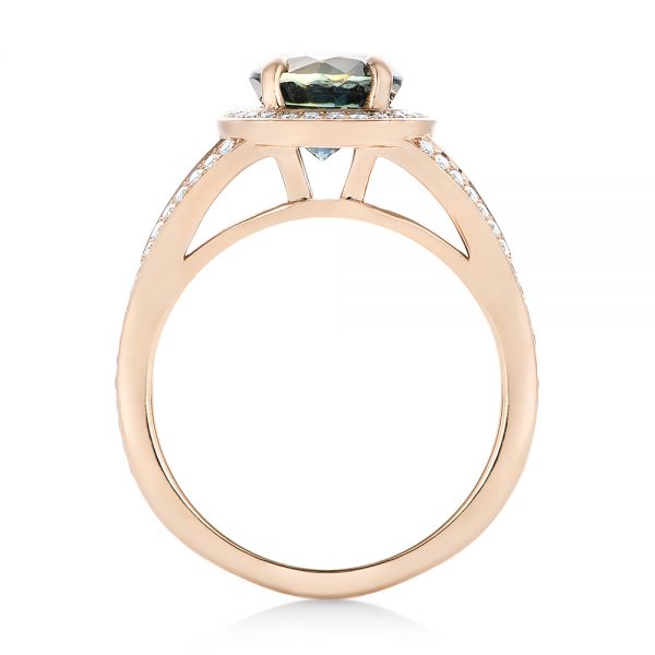 14k Rose Gold Custom Sapphire And Diamond Engagement Ring - Front View - 102978