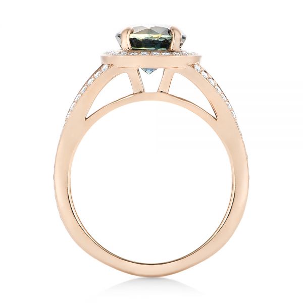 14k Rose Gold Custom Sapphire And Diamond Engagement Ring - Front View -  102978