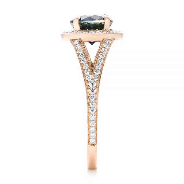 14k Rose Gold Custom Sapphire And Diamond Engagement Ring - Side View - 102978