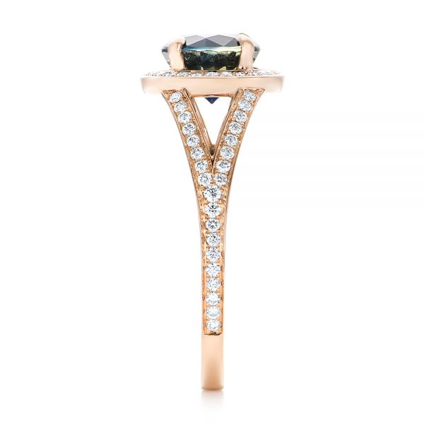 Custom Rose Gold Sapphire and Diamond Engagement Ring - Image